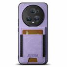 For Honor Magic5 Pro Suteni H03 Litchi Leather Card Bag Stand Back Phone Case(Purple) - 1