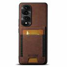 For Honor 70 Pro Suteni H03 Litchi Leather Card Bag Stand Back Phone Case(Brown) - 1