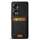 For Honor 70 Suteni H03 Litchi Leather Card Bag Stand Back Phone Case(Black) - 1