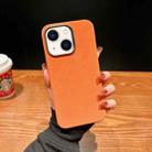 For iPhone 14 Plus Vintage Denim Shockproof Magsafe Phone Case(Orange) - 1