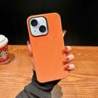 For iPhone 15 Vintage Denim Shockproof Magsafe Phone Case(Orange) - 1