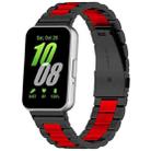 For Samsung Galaxy Fit 3 SM-R390 Three Bead Stainless Steel Metal Watch Band(Black+Red) - 1