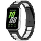 For Samsung Galaxy Fit 3 SM-R390 Three Bead Stainless Steel Metal Watch Band(Black+Silver) - 1