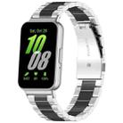 For Samsung Galaxy Fit 3 SM-R390 Three Bead Stainless Steel Metal Watch Band(Silver+Black) - 1