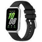 For Samsung Galaxy Fit 3 SM-R390 Metal Connector Liquid Glossy Silicone Watch Band(Black) - 1