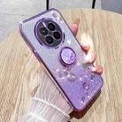 For Realme 12 Pro Gradient Glitter Immortal Flower Ring All-inclusive Phone Case(Purple) - 1