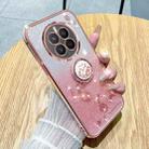 For Realme 12 Gradient Glitter Immortal Flower Ring All-inclusive Phone Case(Purple) - 1