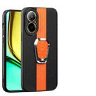 For Realme C67 4G Magnetic Litchi Leather Back Phone Case with Holder(Orange) - 1