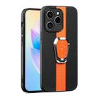 For Realme C61 Magnetic Litchi Leather Back Phone Case with Holder(Orange) - 1