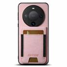 For Huawei Mate 60 Pro+ Suteni H03 Litchi Leather Card Bag Stand Back Phone Case(Pink) - 1