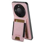 For Huawei Mate 60 Pro+ Suteni H03 Litchi Leather Card Bag Stand Back Phone Case(Pink) - 3