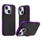 For iPhone 15 Dual-Color Shockproof TPU Phone Case(Purple) - 1