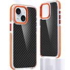 For iPhone 15 Plus Dual-Color Carbon Fiber Acrylic Hybrid TPU Phone Case(Orange) - 1