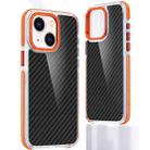 For iPhone 14 Plus Dual-Color Carbon Fiber Acrylic Hybrid TPU Phone Case(Orange) - 1