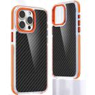 For iPhone 12 Pro Max Dual-Color Carbon Fiber Acrylic Hybrid TPU Phone Case(Orange) - 1