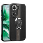 For OPPO Reno10 Global Magnetic Litchi Leather Back Phone Case with Holder(Black) - 1