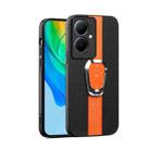 For OPPO A2 Magnetic Litchi Leather Back Phone Case with Holder(Orange) - 1