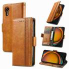 For Samsung Galaxy Xcover 7 CaseNeo Splicing Dual Magnetic Buckle Leather Phone Case(Khaki) - 1