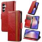 For Samsung Galaxy A55 5G CaseNeo Splicing Dual Magnetic Buckle Leather Phone Case(Red) - 1