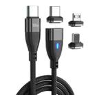 ENKAY 3 in 1 PD100W Type-C to Type-C / 8 Pin / Micro USB Magnetic Fast Charging Cable, Cable Length:1m(Black) - 1