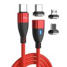 ENKAY 3 in 1 PD100W Type-C to Type-C / 8 Pin / Micro USB Magnetic Fast Charging Cable, Cable Length:1m(Red) - 1