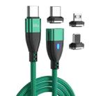 ENKAY 3 in 1 PD100W Type-C to Type-C / 8 Pin / Micro USB Magnetic Fast Charging Cable, Cable Length:1m(Green) - 1