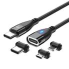 ENKAY 3 in 1 PD100W Type-C to Type-C / 8 Pin / Micro USB Magnetic Fast Charging Cable, Cable Length:1.8m(Black) - 1