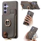 For Samsung Galaxy S24 5G Litchi Leather Oil Edge Ring Zipper Wallet Back Phone Case(Grey) - 1