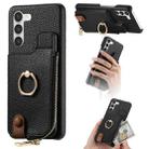 For Samsung Galaxy S23 5G Litchi Leather Oil Edge Ring Zipper Wallet Back Phone Case(Black) - 1