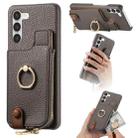 For Samsung Galaxy S23+ 5G Litchi Leather Oil Edge Ring Zipper Wallet Back Phone Case(Grey) - 1