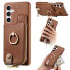 For Samsung Galaxy S23 FE 5G Litchi Leather Oil Edge Ring Zipper Wallet Back Phone Case(Brown) - 1