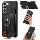 For Samsung Galaxy S22 5G Litchi Leather Oil Edge Ring Zipper Wallet Back Phone Case(Black) - 1