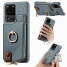 For Samsung Galaxy S20 Ultra Litchi Leather Oil Edge Ring Zipper Wallet Back Phone Case(Blue) - 1