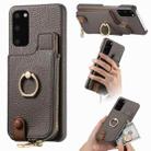 For Samsung Galaxy S20 Litchi Leather Oil Edge Ring Zipper Wallet Back Phone Case(Grey) - 1