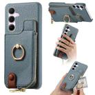 For Samsung Galaxy A55 5G Litchi Leather Oil Edge Ring Zipper Wallet Back Phone Case(Blue) - 1