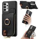 For Samsung Galaxy A53 5G Litchi Leather Oil Edge Ring Zipper Wallet Back Phone Case(Black) - 1