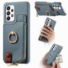 For Samsung Galaxy A53 Litchi Leather Oil Edge Ring Zipper Wallet Back Phone Case(Blue) - 1