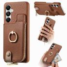 For Samsung Galaxy A35 Litchi Leather Oil Edge Ring Zipper Wallet Back Phone Case(Brown) - 1