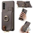 For Samsung Galaxy A34 Litchi Leather Oil Edge Ring Zipper Wallet Back Phone Case(Grey) - 1