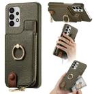 For Samsung Galaxy A32 5G Litchi Leather Oil Edge Ring Zipper Wallet Back Phone Case(Green) - 1