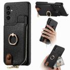 For Samsung Galaxy A24 Litchi Leather Oil Edge Ring Zipper Wallet Back Phone Case(Black) - 1