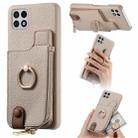 For Samsung Galaxy A22 5G Litchi Leather Oil Edge Ring Zipper Wallet Back Phone Case(White) - 1