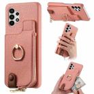 For Samsung Galaxy A13 4G Litchi Leather Oil Edge Ring Zipper Wallet Back Phone Case(Pink) - 1