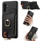 For Samsung Galaxy A04s Litchi Leather Oil Edge Ring Zipper Wallet Back Phone Case(Black) - 1