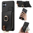 For Samsung Galaxy A04e Litchi Leather Oil Edge Ring Zipper Wallet Back Phone Case(Black) - 1