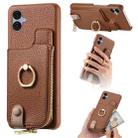 For Samsung Galaxy A04e Litchi Leather Oil Edge Ring Zipper Wallet Back Phone Case(Brown) - 1