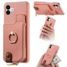 For Samsung Galaxy A04 Litchi Leather Oil Edge Ring Zipper Wallet Back Phone Case(Pink) - 1