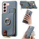 For Samsung Galaxy S21 5G Litchi Leather Oil Edge Ring Zipper Wallet Back Phone Case(Blue) - 1