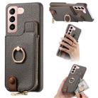 For Samsung Galaxy S21 5G Litchi Leather Oil Edge Ring Zipper Wallet Back Phone Case(Grey) - 1