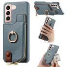 For Samsung Galaxy S21+ 5G Litchi Leather Oil Edge Ring Zipper Wallet Back Phone Case(Blue) - 1